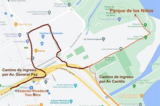 mapa para llegar al parque de los niños
